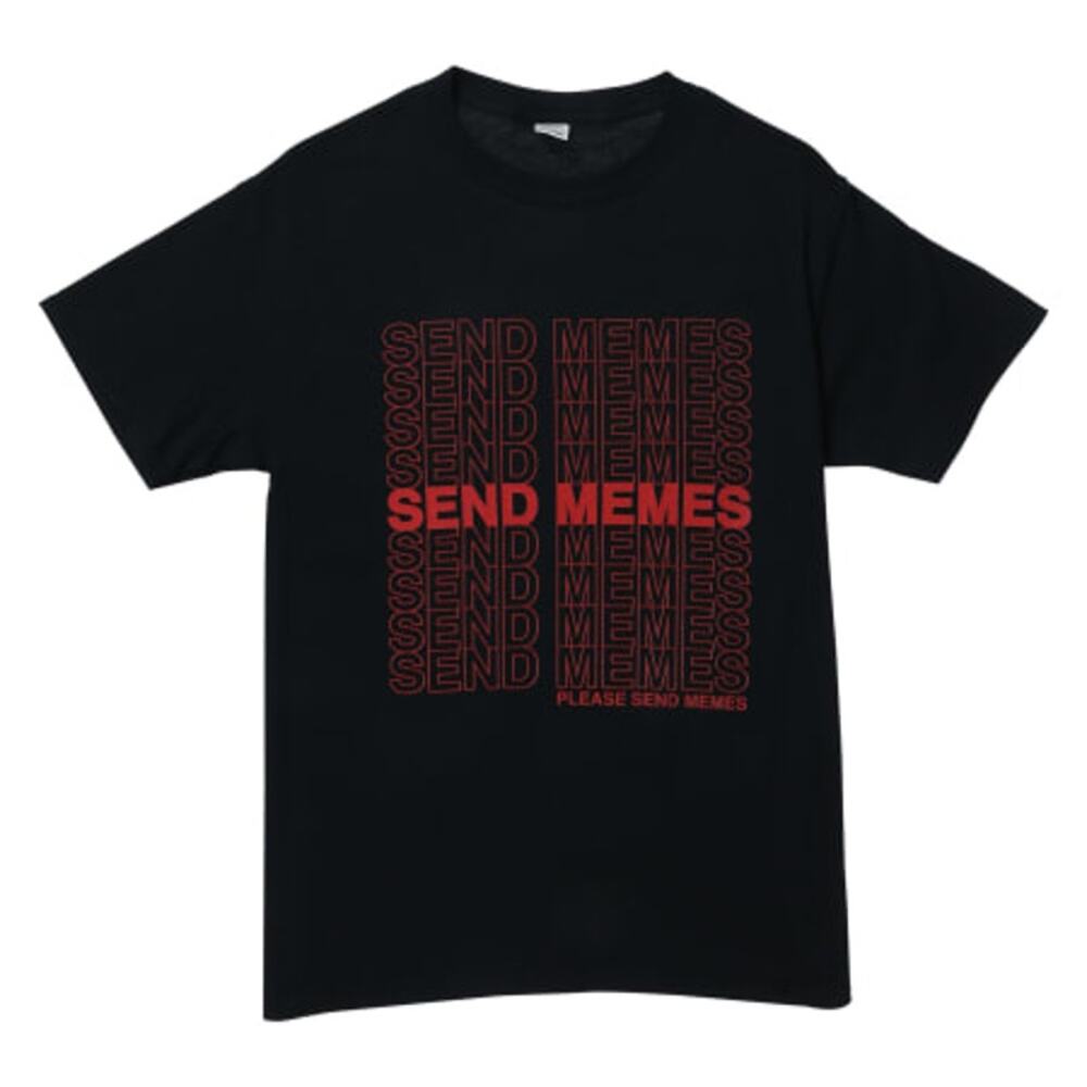 Send‎ Memes Short Sleeved Graphic T-Shirt Unisex Size Large Black and Red